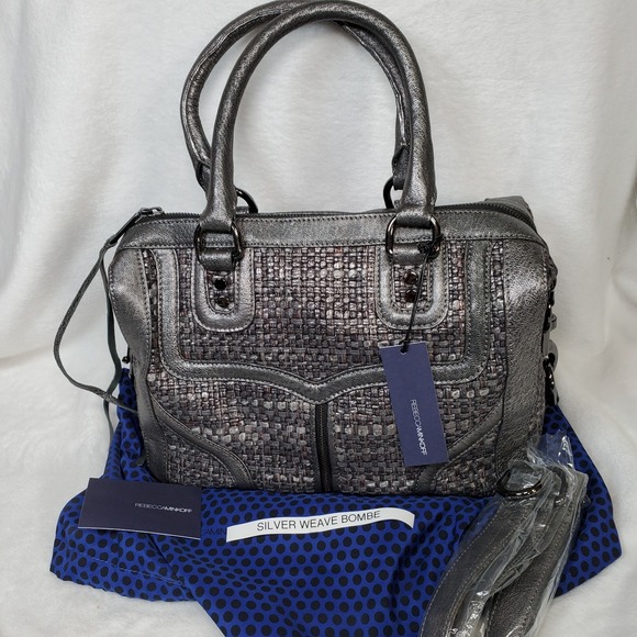 Rebecca Minkoff Handbags - Rebecca MInkoff Gunmetal Silver Weave MAB Bombe MIni Satchel $495 MSRP NWT